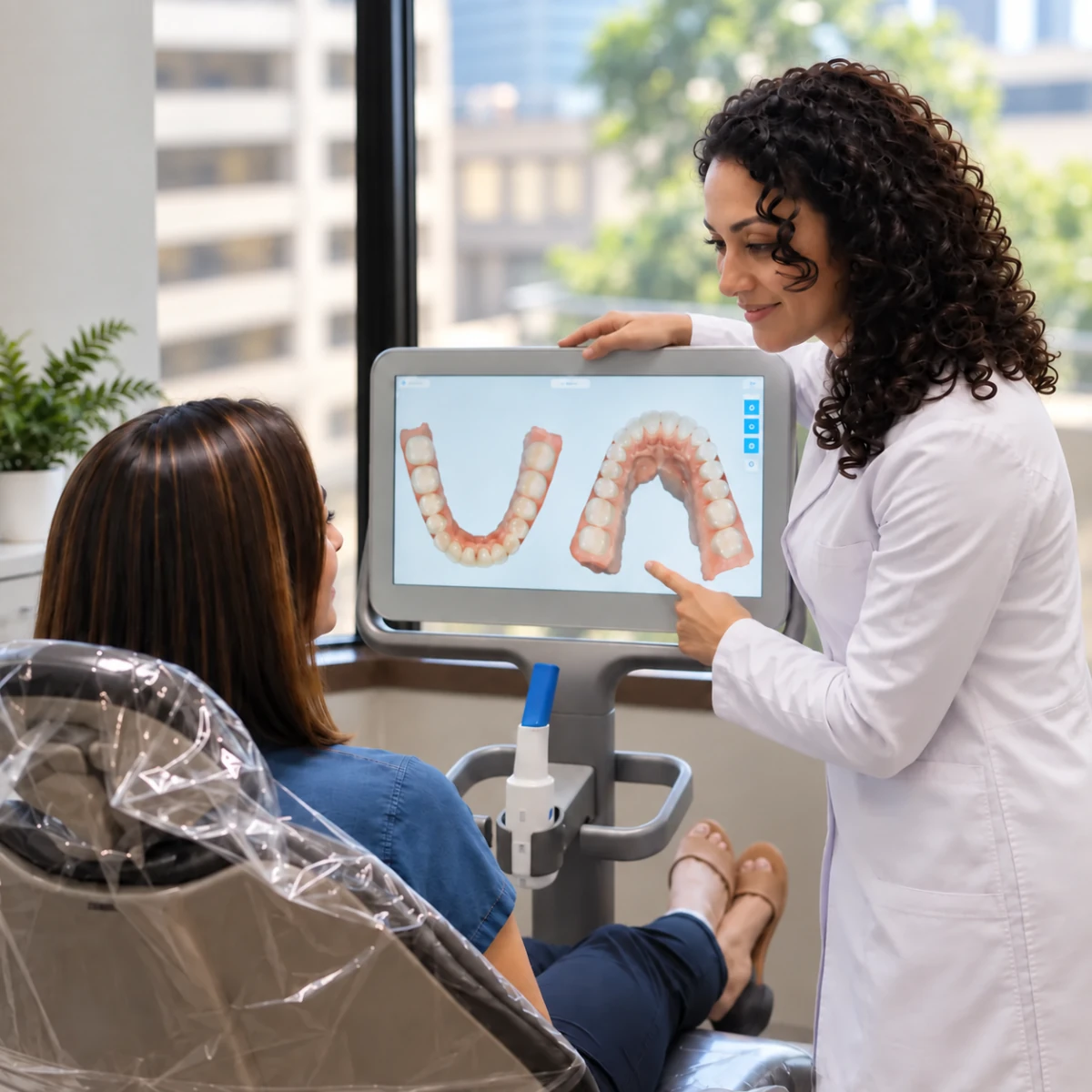 Dr. Hays reviewing a digital dental scan with a patient